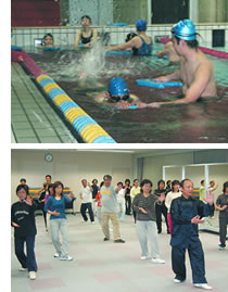 水中上達と太極拳の様子