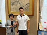 パリ五輪水球・稲場悠介選手（富山市出身）が富山県庁で意気込み